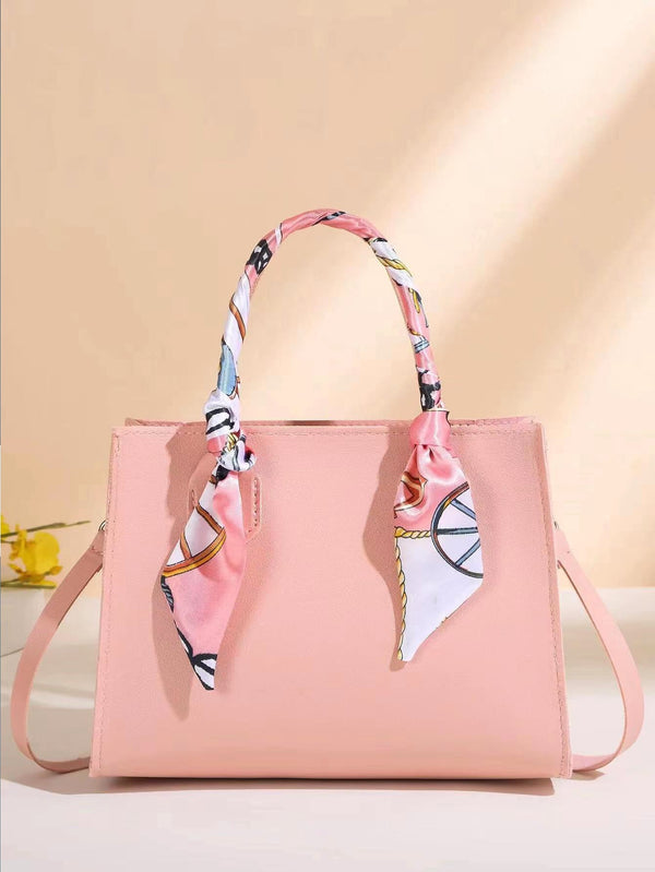 1pc Geometric Pu Material Zipper Closure Casual Tote Bag, Perfect For Vacation Style, Can Be Worn Across The Body In Autumn