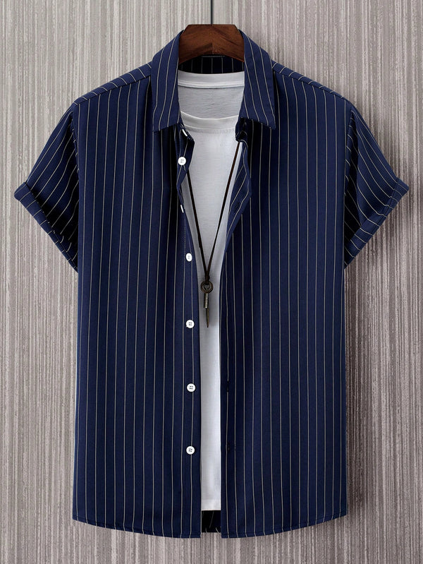 Manfinity Homme Men Striped Printed Short Sleeve Shirt For Summer