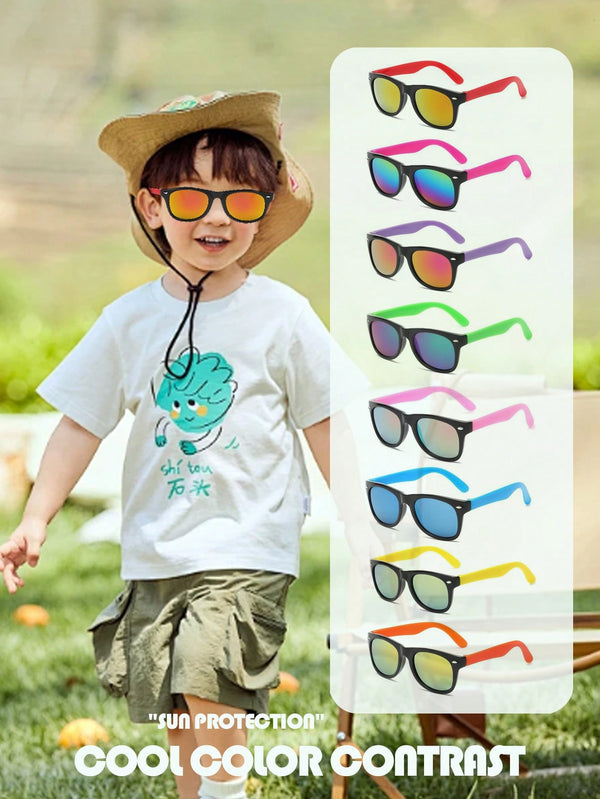 Fashionable Kids' Fashion Glasses With Colored Lenses For Outdoor Activities, And Cycling - Square/Round Frames For Boys And Girls, European And American Style