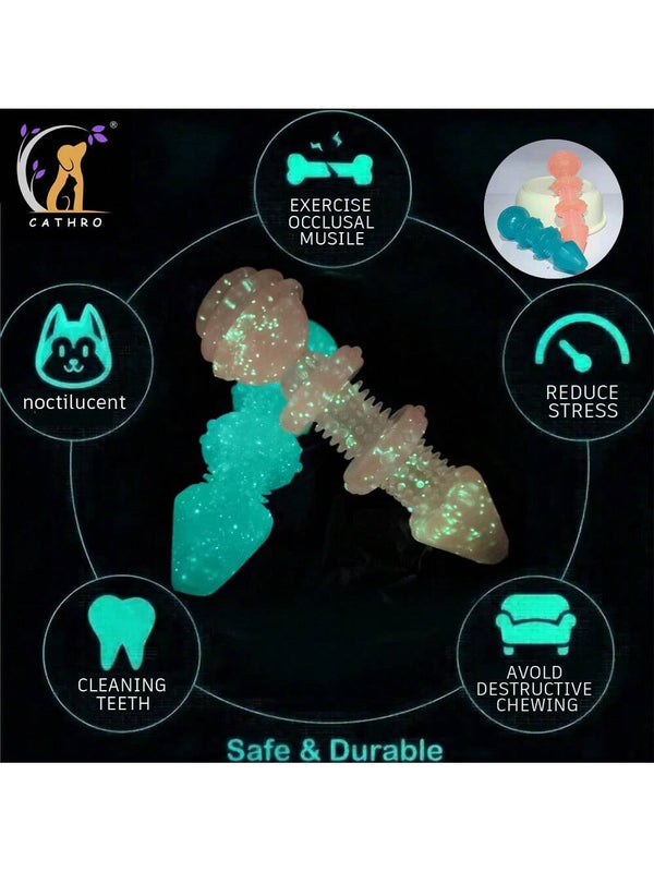 لعبة عضوية للحيوانات الأليفة - عصا طحن الأسنان الفارغة بشكل حلوى - مضيئة