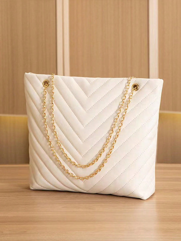 Fashionable Embroidered Chain One Shoulder Tote Bag For Work Commuting