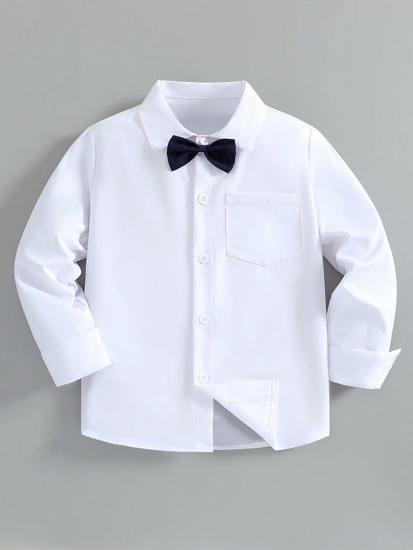 Classic Long Sleeve Boys Formal Shirt With Collar