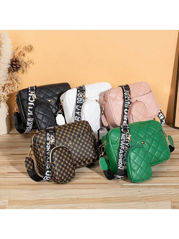 Women Retro Fashion Diamond Grid Pattern Large Capacity Crossbody Bag